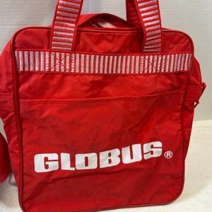 VTG Red White Globus Carry-On Travel Shoulder Tote Luggage Bag Satchel